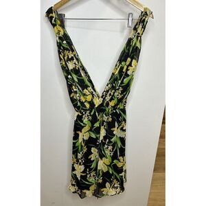 Luxxel Women Multicolor Mini Size M Sleeveless Floral Colorful Green Yellowblack